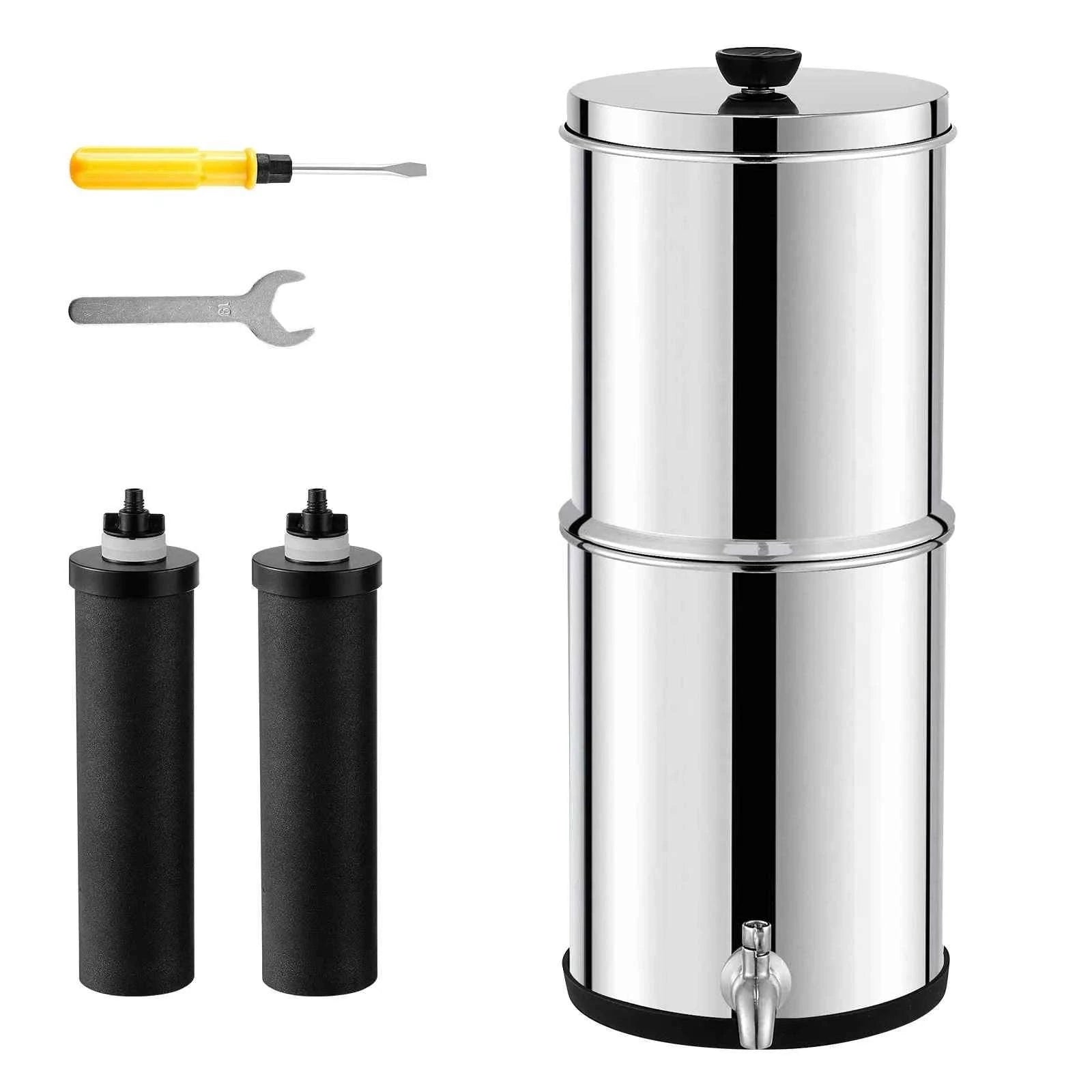 Gravity-Fed Stainless Steel Water Filter System with 2 Carbon Filters-2.25 gallon / france