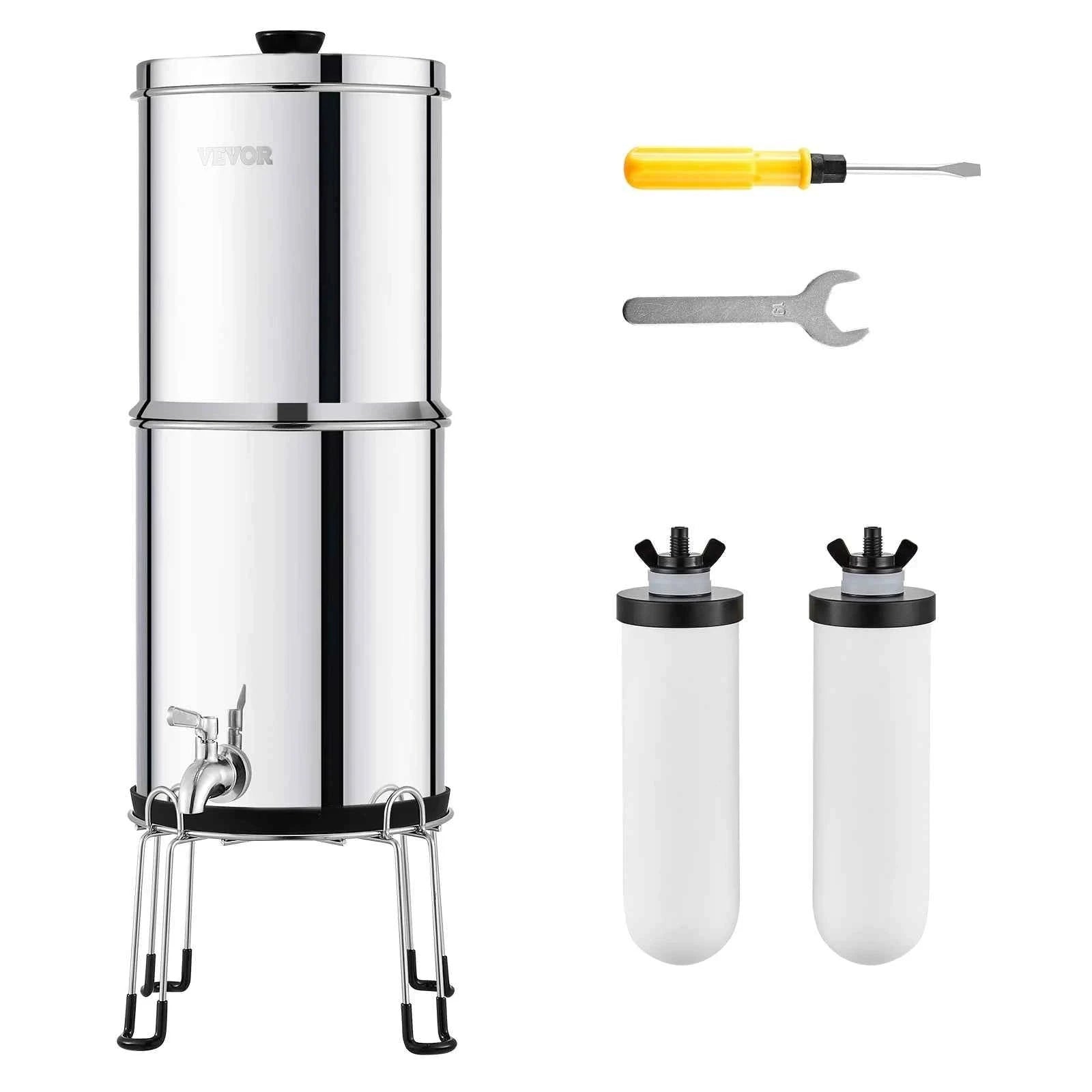 Gravity-Fed Water Filter System 2.25 Gallon Stainless Steel Countertop Filtration System with 2 Carbon Filters-type 2 / france