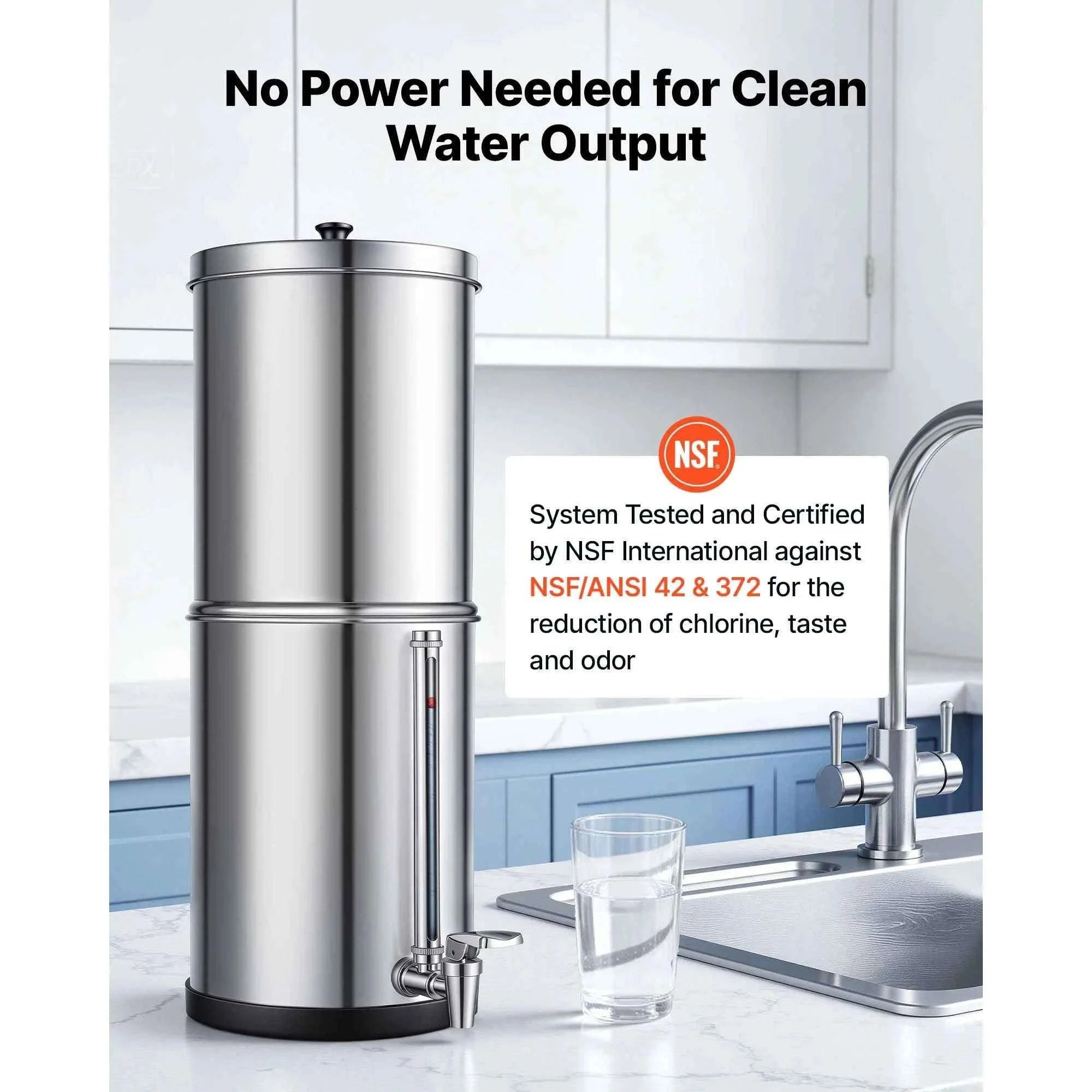 Gravity-Fed Water Filter System with 2 Carbon Filters-3gal / United States