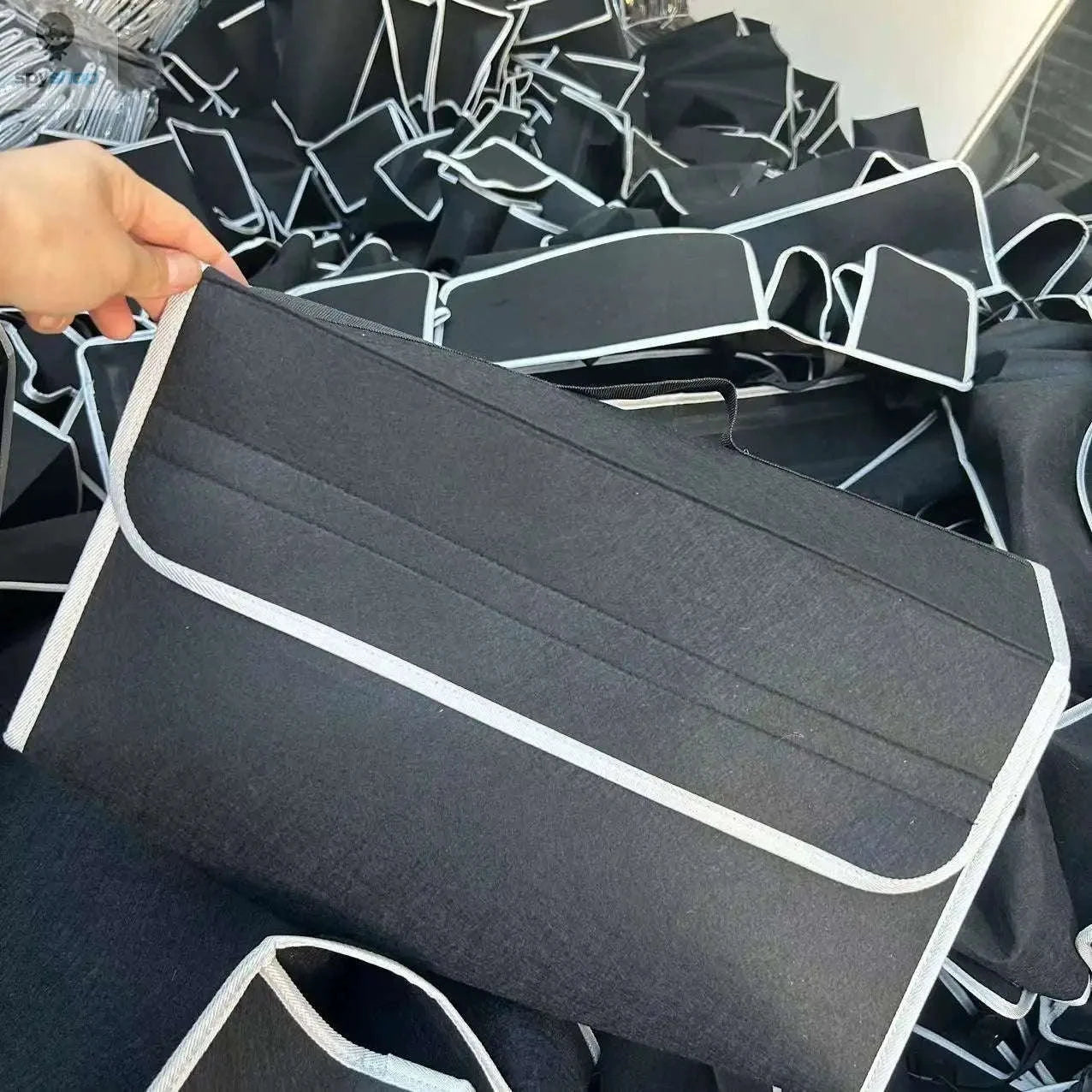 Gray Anti-Slip Car Trunk Organizer Box-Black-50-15-24cm