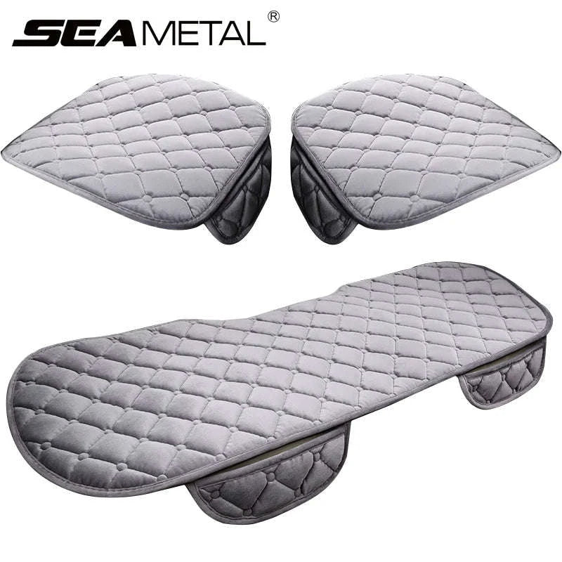 Gray Ultra-Soft Plush Car Seat Cover-Black Rear 1pc
