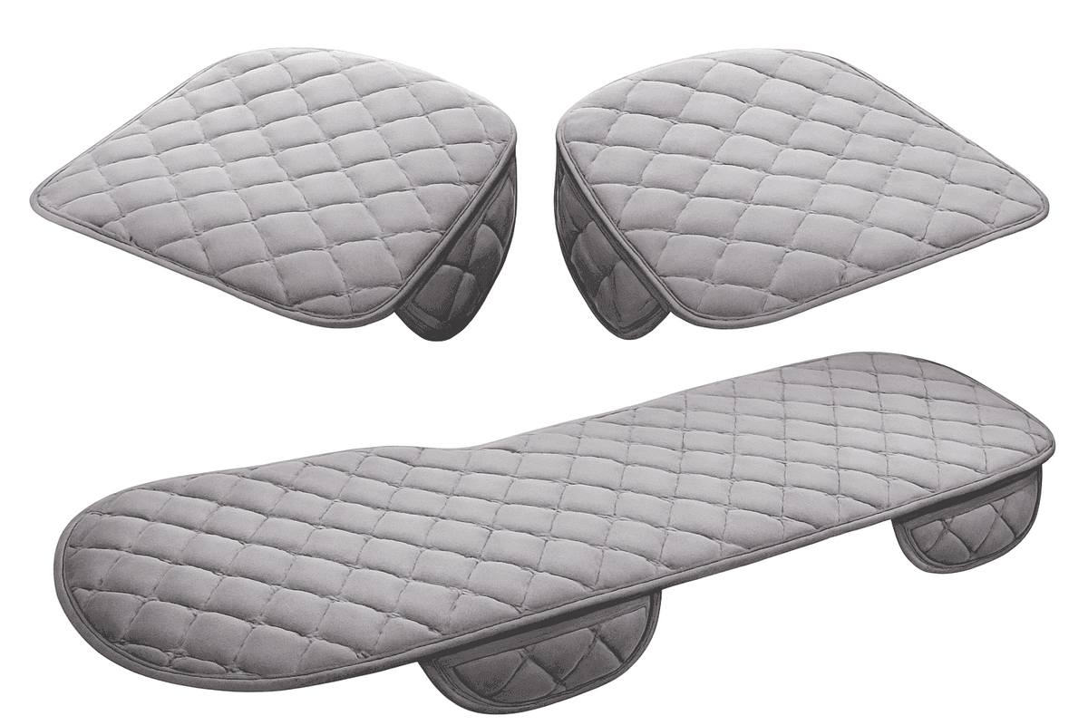 Gray Ultra-Soft Plush Car Seat Cover-Black Rear 1pc