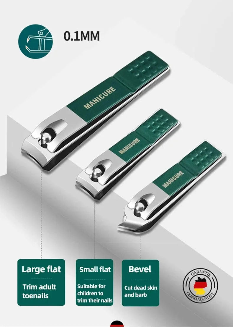 Green Manicure Set with Leather Case-18pcs set