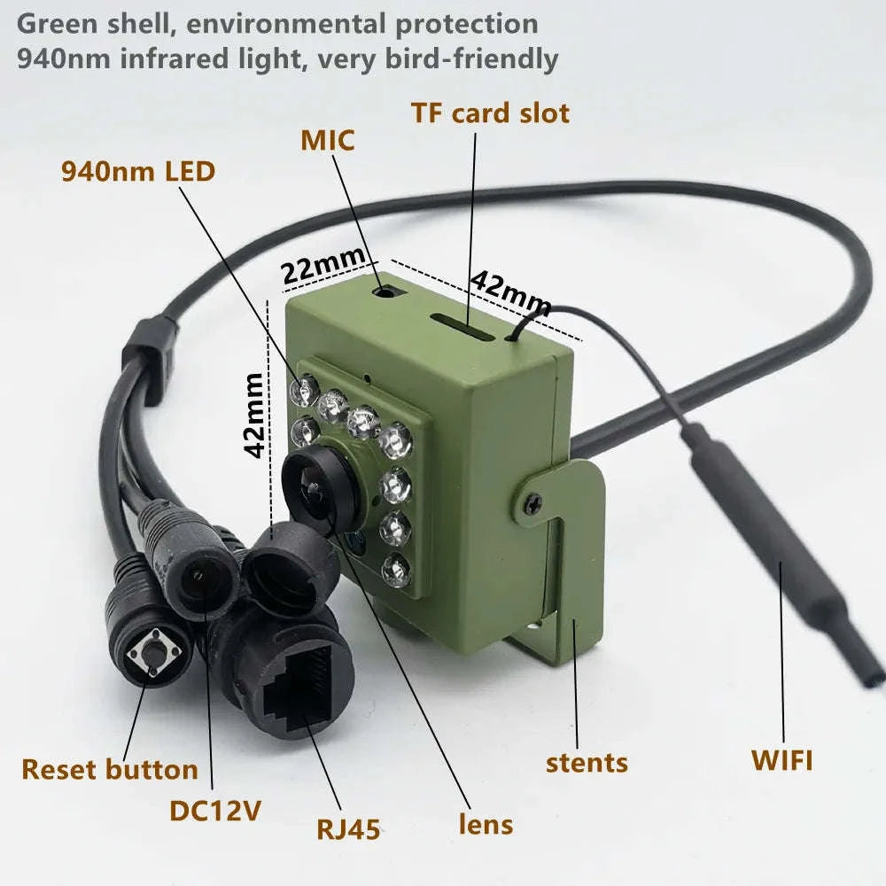 Green WiFi Bird Box Camera Kit with Night Vision-2MP IMX307 SONY / US Plug / 3.6mm