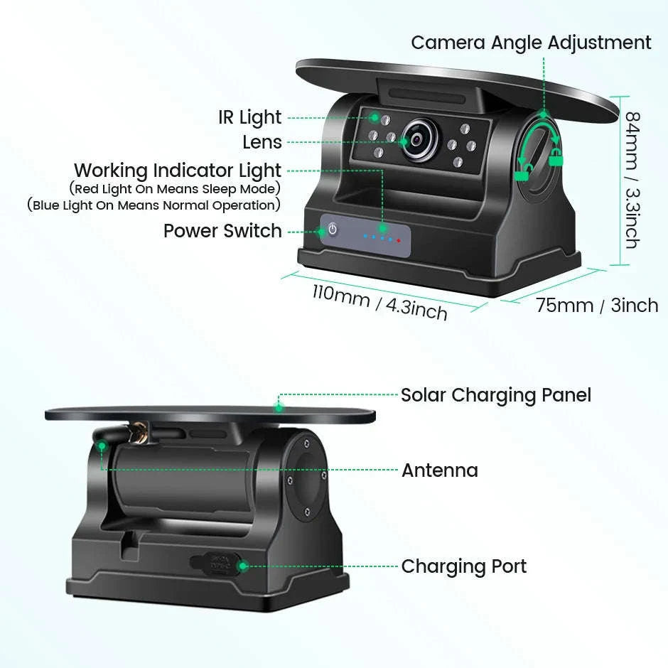GreenYi 5G Wireless Solar Reversing Camera-Gold