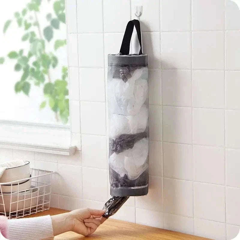 Grey Wall-Mounted Plastic Bag Dispenser for Kitchen Storage-1PC Grey