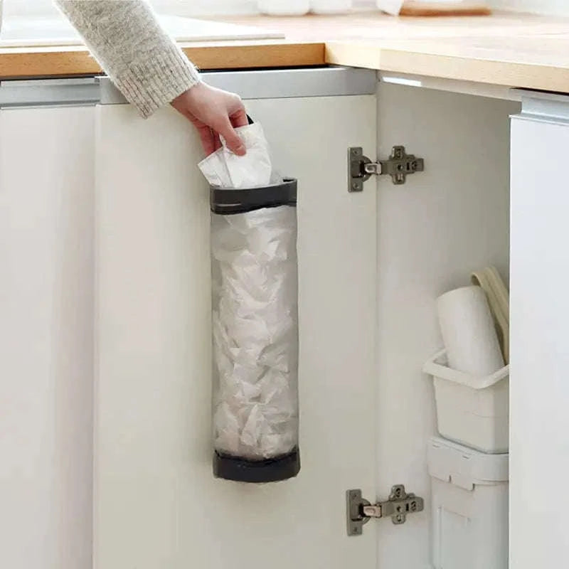 Grey Wall-Mounted Plastic Bag Dispenser for Kitchen Storage-1PC Grey