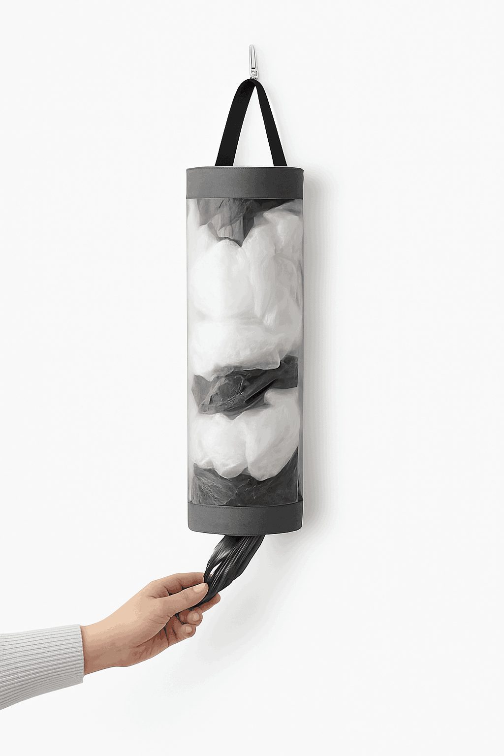 Grey Wall-Mounted Plastic Bag Dispenser for Kitchen Storage-1PC Grey