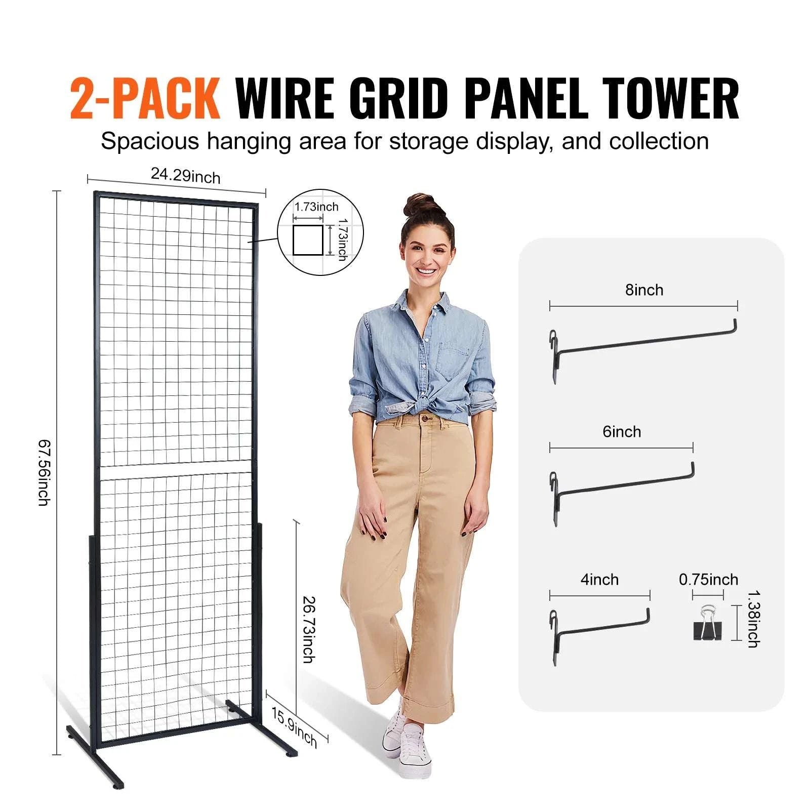 Grid Wall Display Panels with Hooks Double-Sided Rack Set-Floorstanding 2 Pack / CZECH REPUBLIC