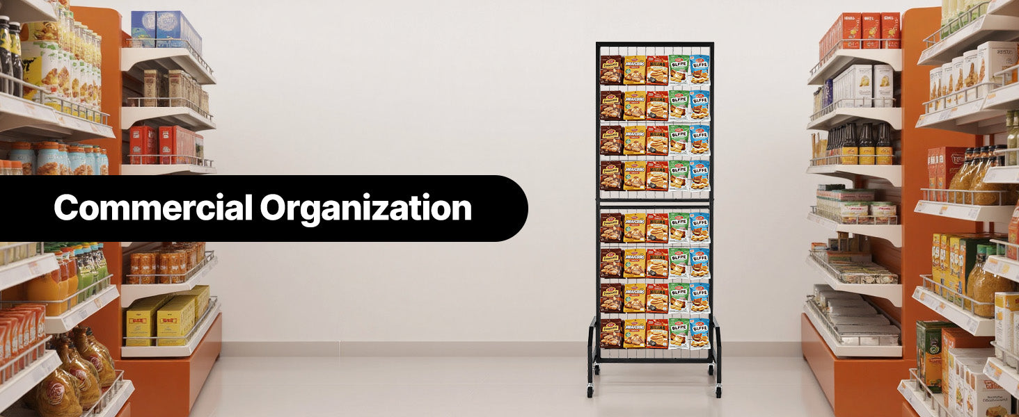 Rolling Grid Wall Display Panel with Hooks and Wheels