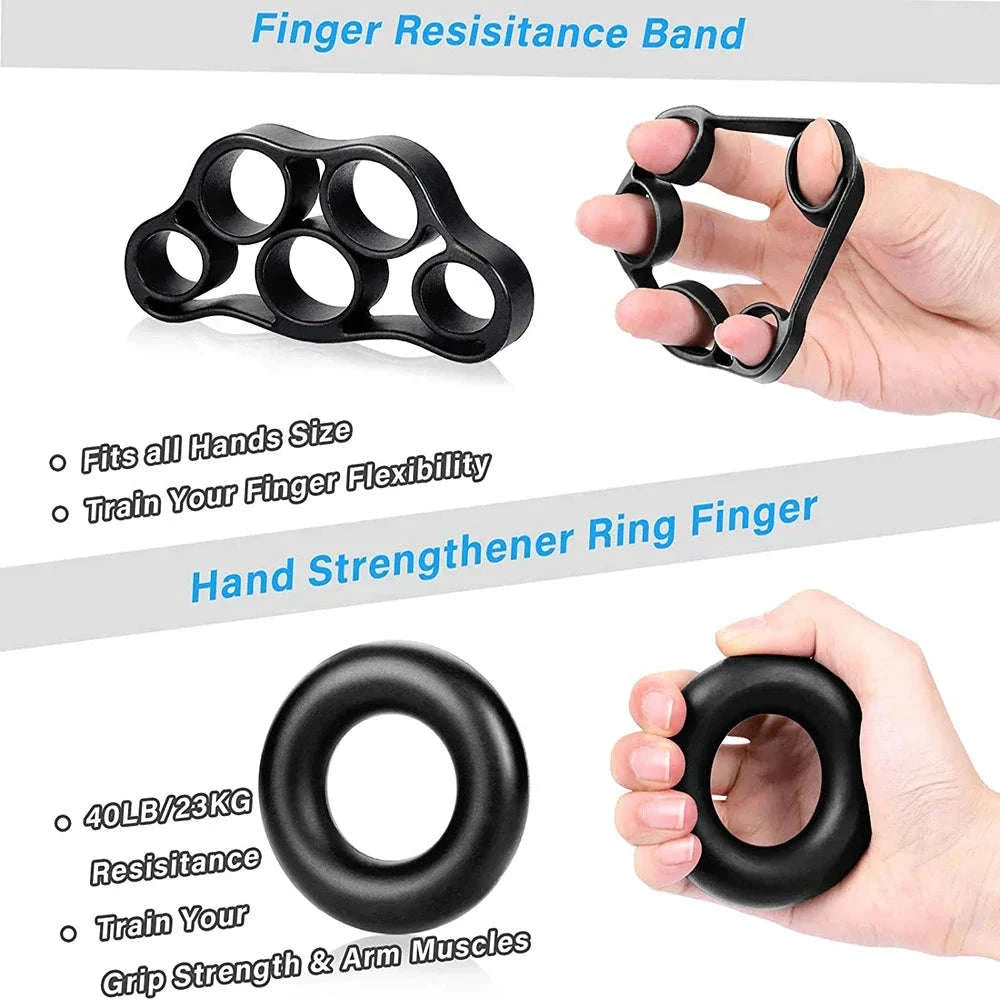 Grip Strength Trainer Kit for Muscle Building and Rehabilitation-5pcs set-black