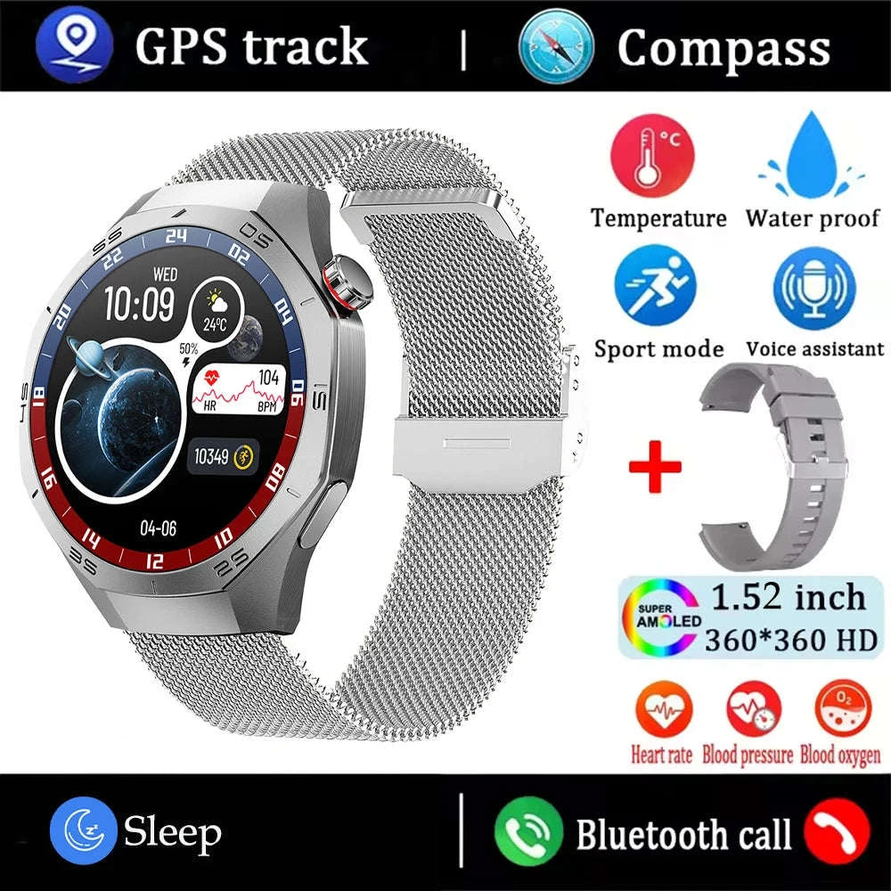 GT5 Pro Smartwatch with AMOLED Display and GPS-silvery / CHINA