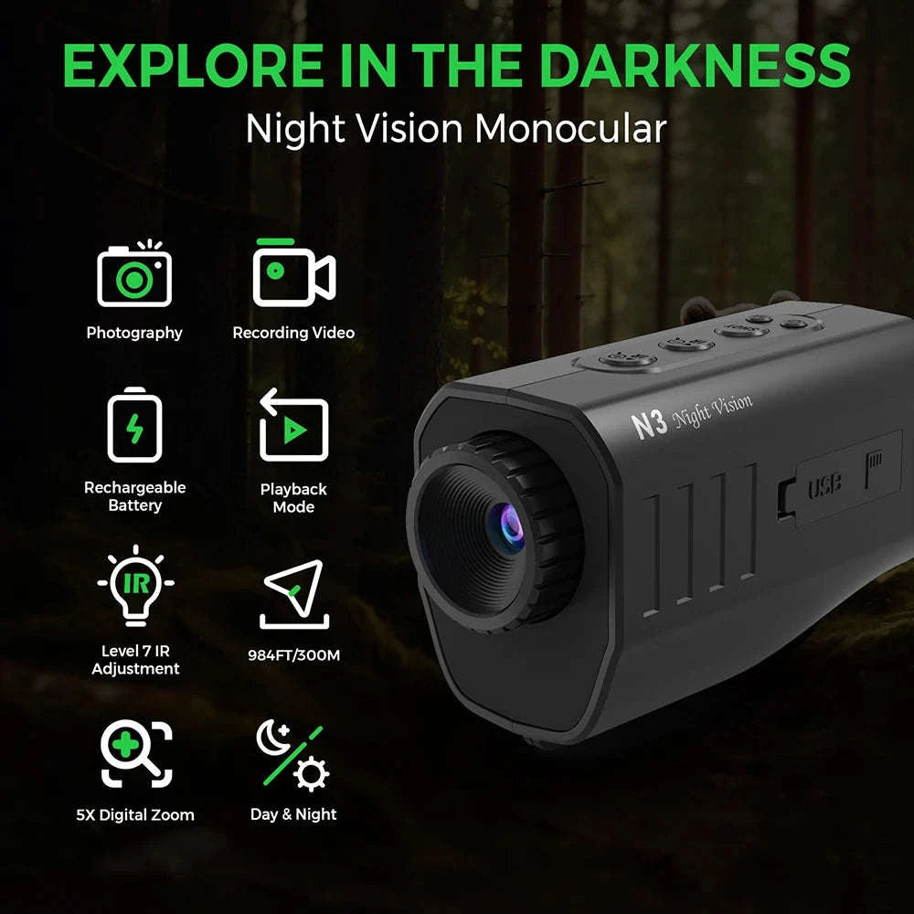 GTGUARD N3 Night Vision Monocular with 4K-Style HD Recording-N3 / United States