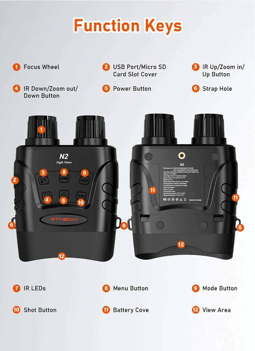 GTMEDIA N2 Night Vision Binoculars with 5X Zoom and 1080P-United States