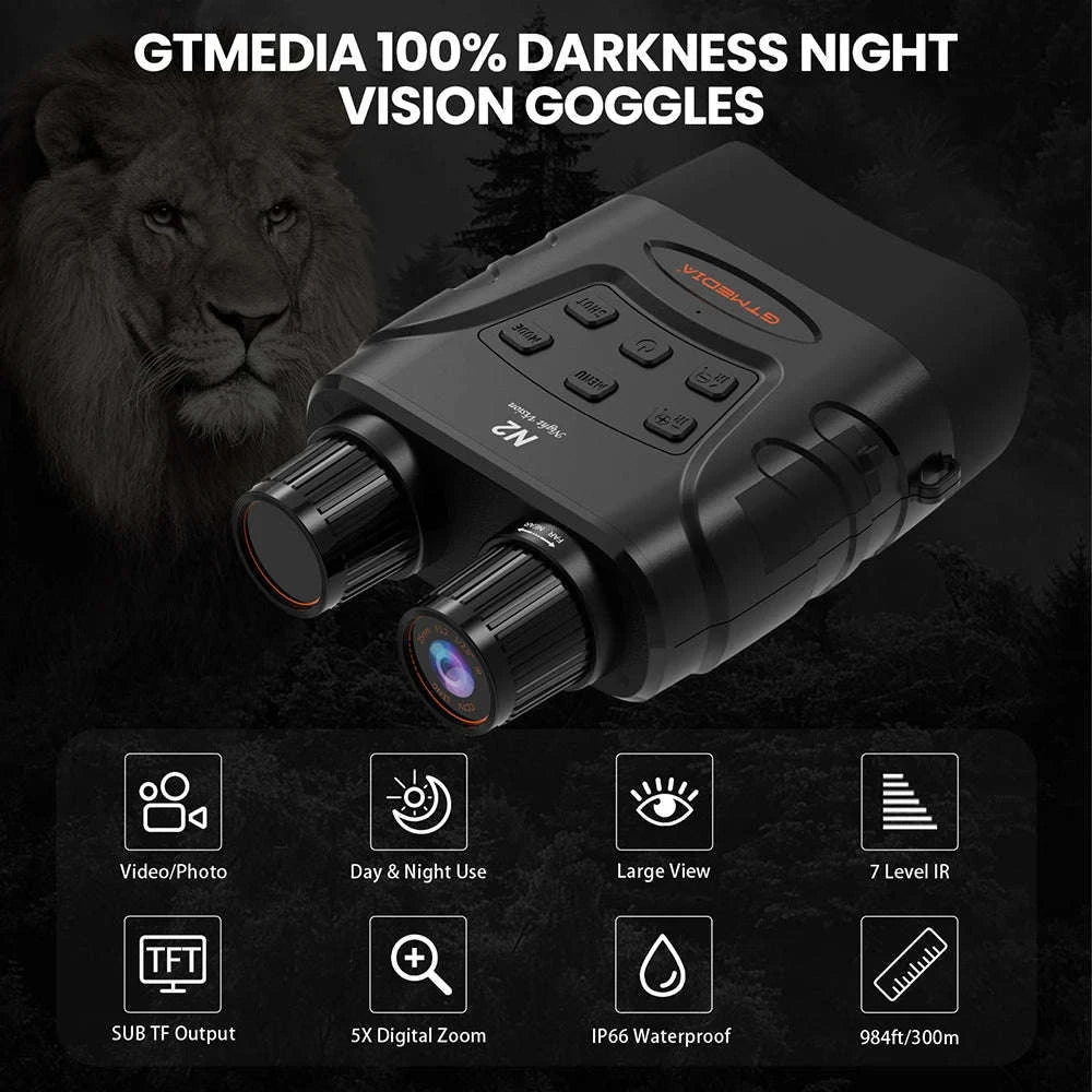 GTMEDIA N2 Night Vision Binoculars with 5X Zoom and 1080P-United States