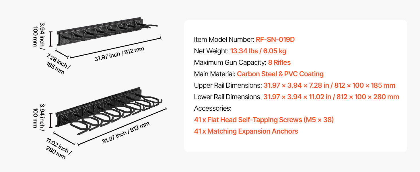 SucceBuy Indoor Steel Gun Rack 8 Slots for Long Guns Gun Display Rifle Storage Holder with Screws for Home Garage Retail Shop