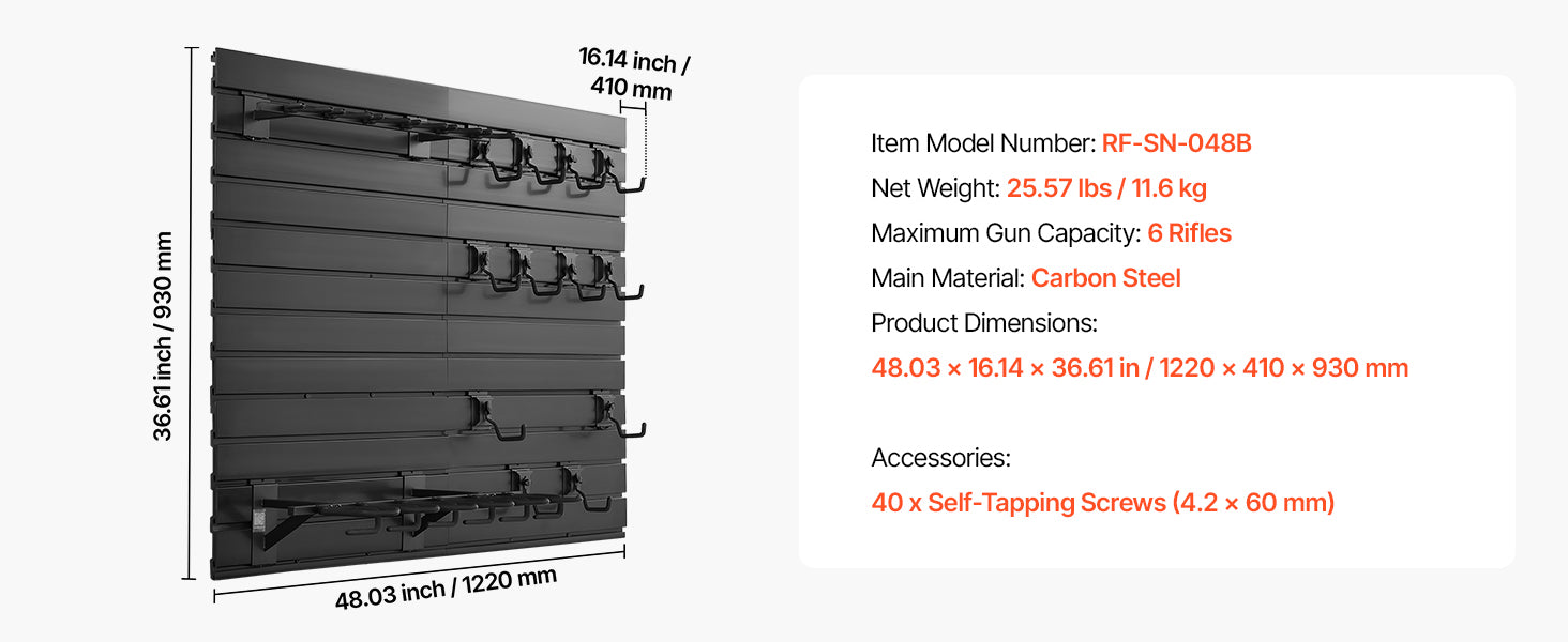 SucceBuy Gun Rack Wall Mount Steel Tactical Rifle Carbine Shotgun Storage Rack Modular Firearms Wall Gear Accessories Organizer