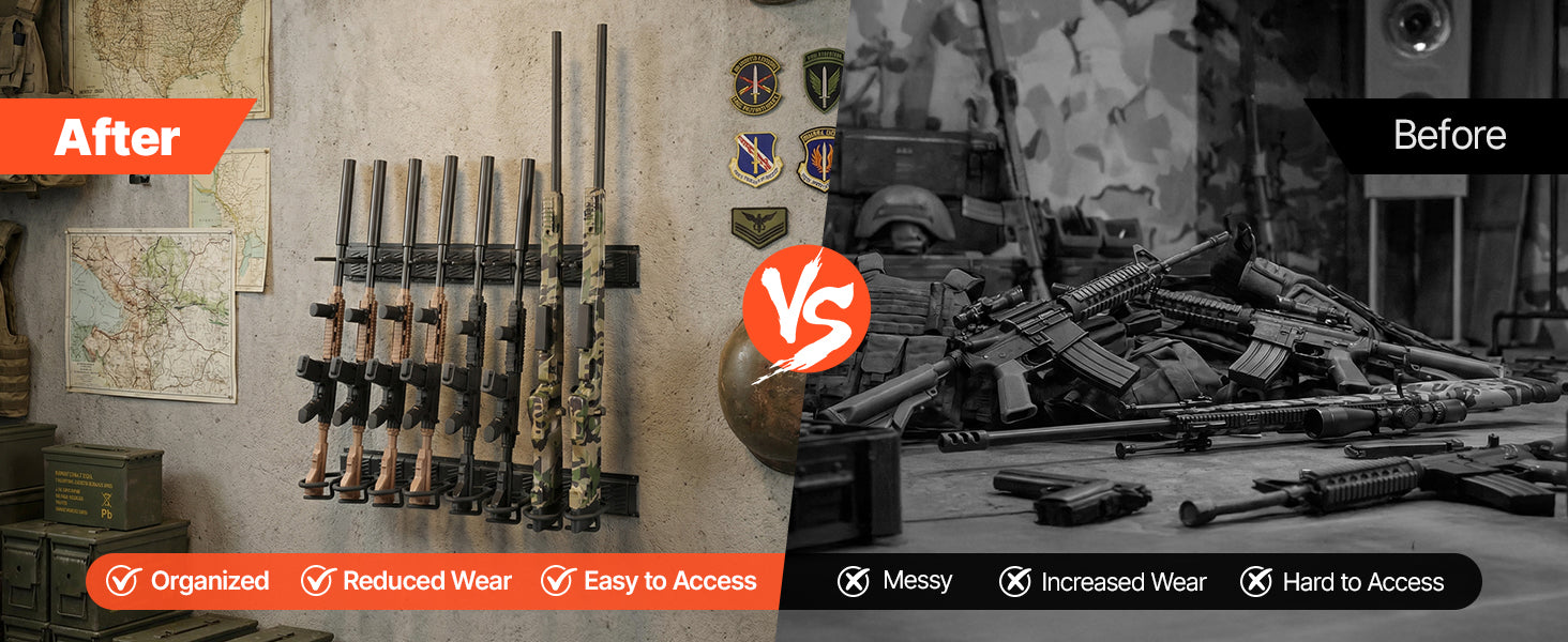 SucceBuy Indoor Steel Gun Rack 8 Slots for Long Guns Gun Display Rifle Storage Holder with Screws for Home Garage Retail Shop