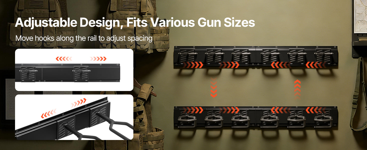 SucceBuy Indoor Steel Gun Rack 8 Slots for Long Guns Gun Display Rifle Storage Holder with Screws for Home Garage Retail Shop
