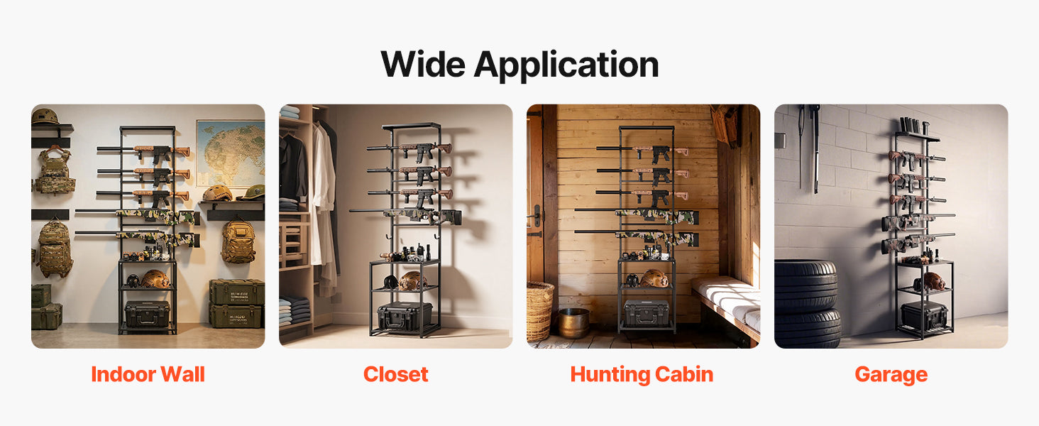 SucceBuy Gun Rack Floor Standing Indoor Rifle Shotgun Rack Stand with Storage Shelf for Wall Mount Gun Display Stand for Garage