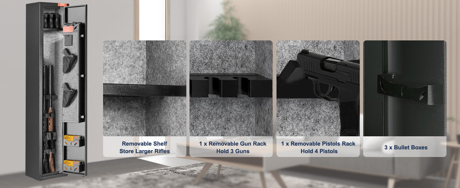 Rifle Gun Safe Cabinet with Digital Keypad or Fingerprint Lock