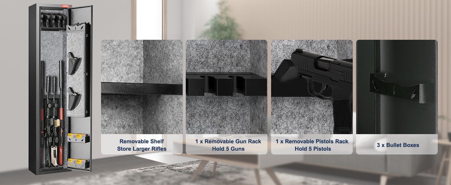 Rifle Gun Safe Cabinet with Digital Keypad or Fingerprint Lock