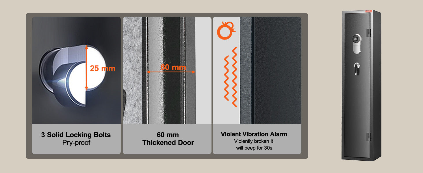 Rifle Gun Safe Cabinet with Digital Keypad or Fingerprint Lock
