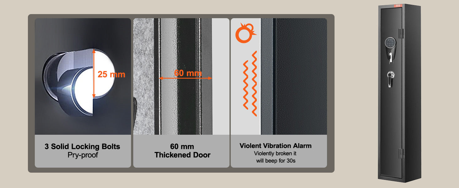 Rifle Gun Safe Cabinet with Digital Keypad or Fingerprint Lock