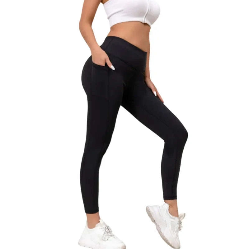 Gym Cropped Pants High Waisted Fitness Leggings-M / E136-9