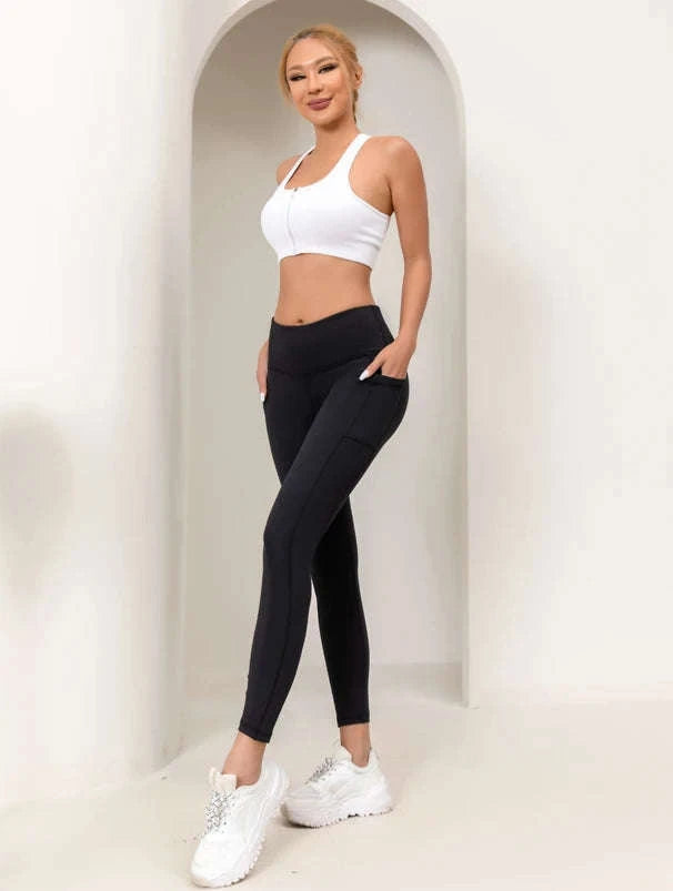 Gym Cropped Pants High Waisted Fitness Leggings-M / E136-9