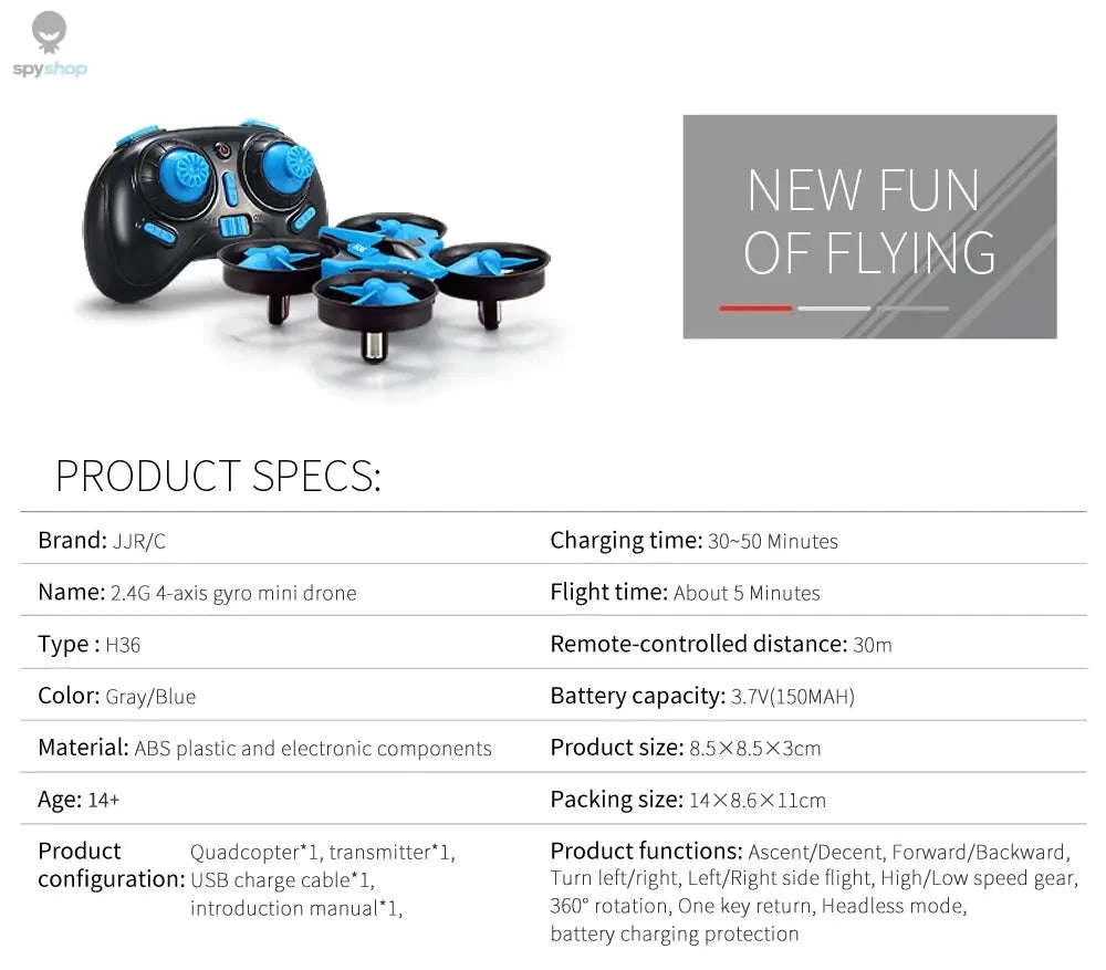 H36 Mini Drone 6‑Axis Quadcopter-blue