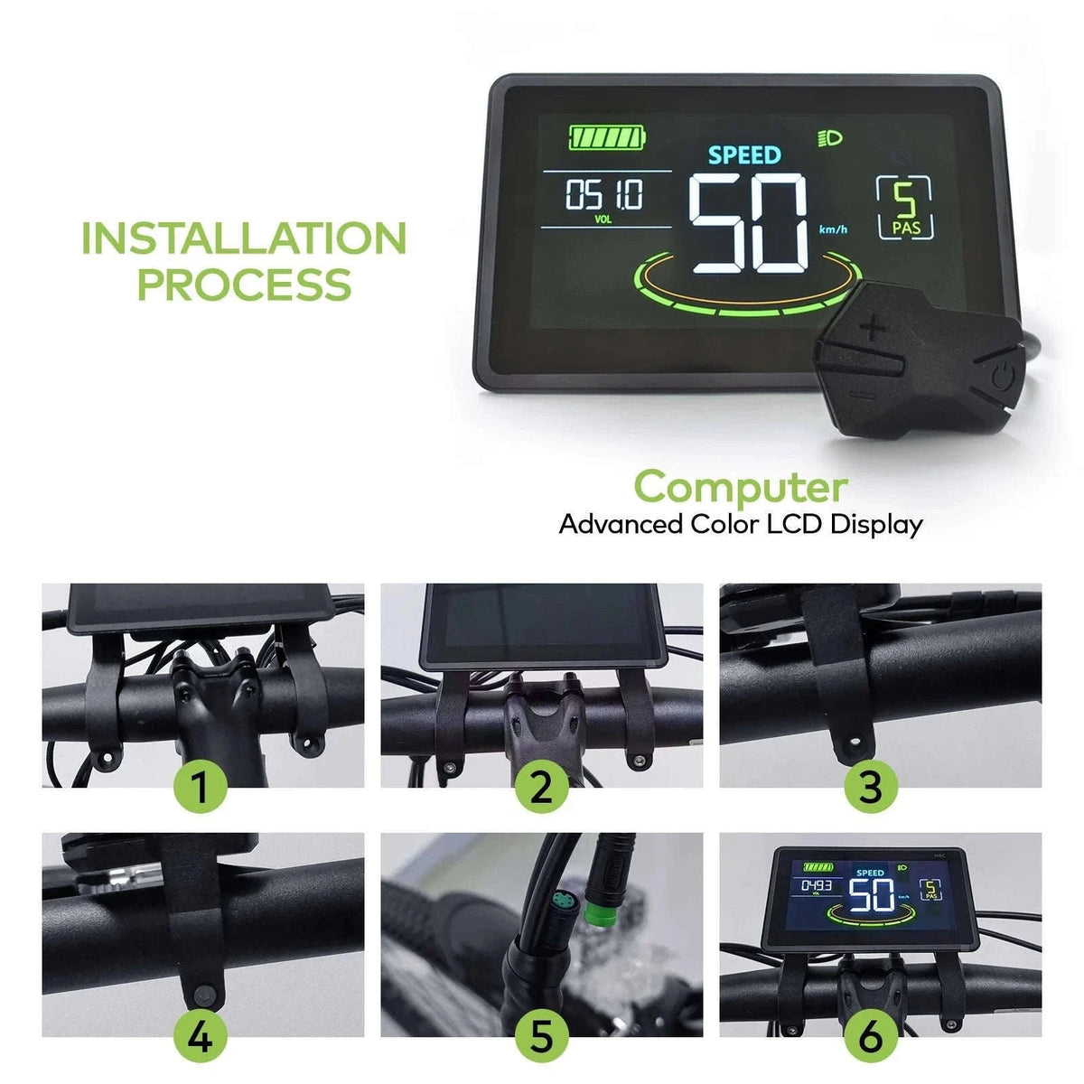 H6C Large Screen Bicycle Computer for Clear Ride Data-SM 6Pin / CHINA