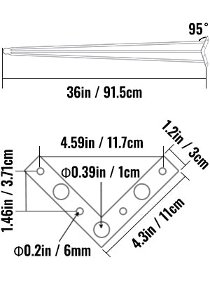 SucceBuy Hairpin Table Legs Black Set of 4 Desk Legs 3 Rods for Bench Desk Dining Chairs Carbon Steel DIY Heavy Duty Furniture