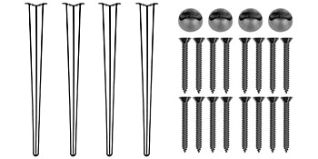 SucceBuy Hairpin Table Legs Black Set of 4 Desk Legs 3 Rods for Bench Desk Dining Chairs Carbon Steel DIY Heavy Duty Furniture