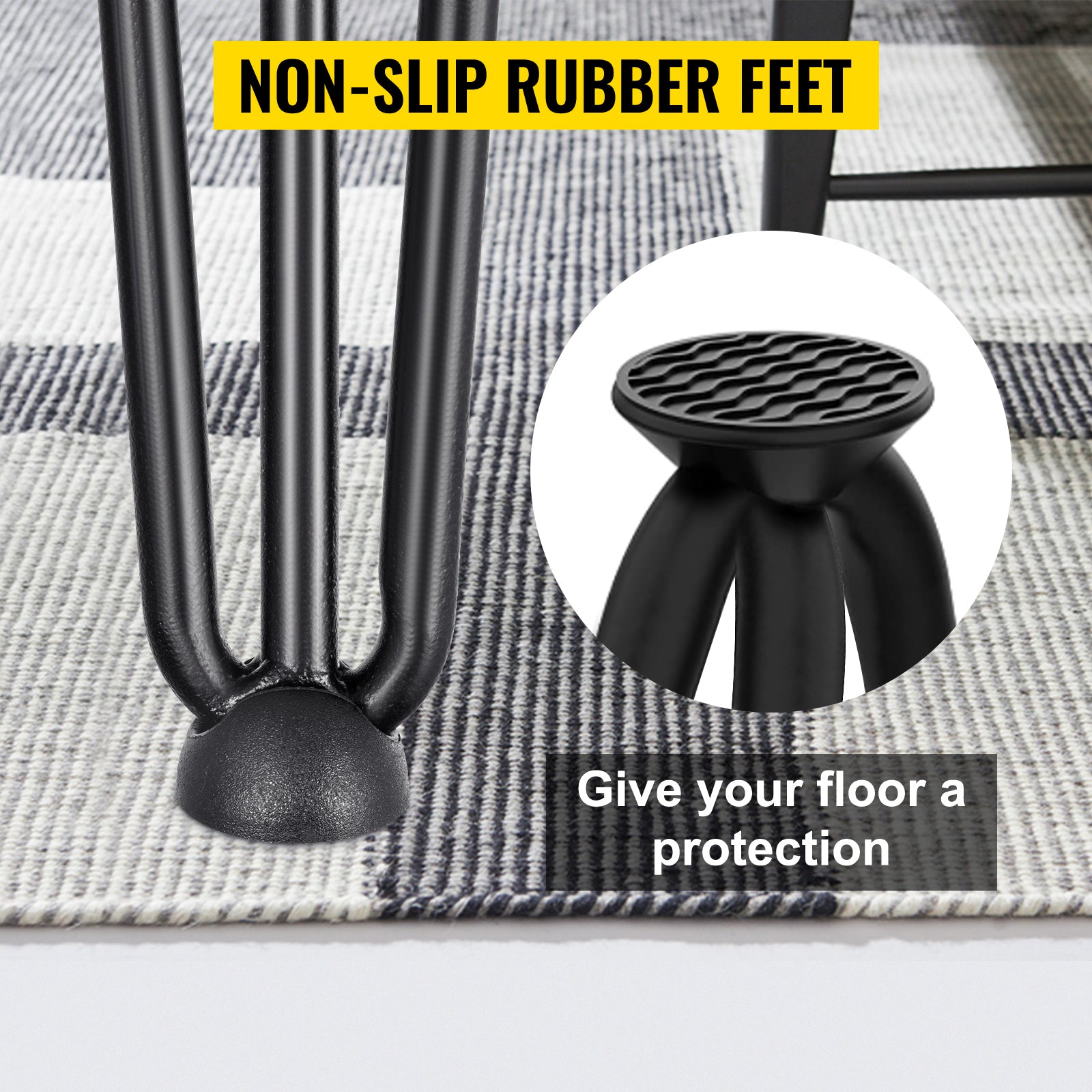 SucceBuy Hairpin Table Legs Black Set of 4 Desk Legs 3 Rods for Bench Desk Dining Chairs Carbon Steel DIY Heavy Duty Furniture