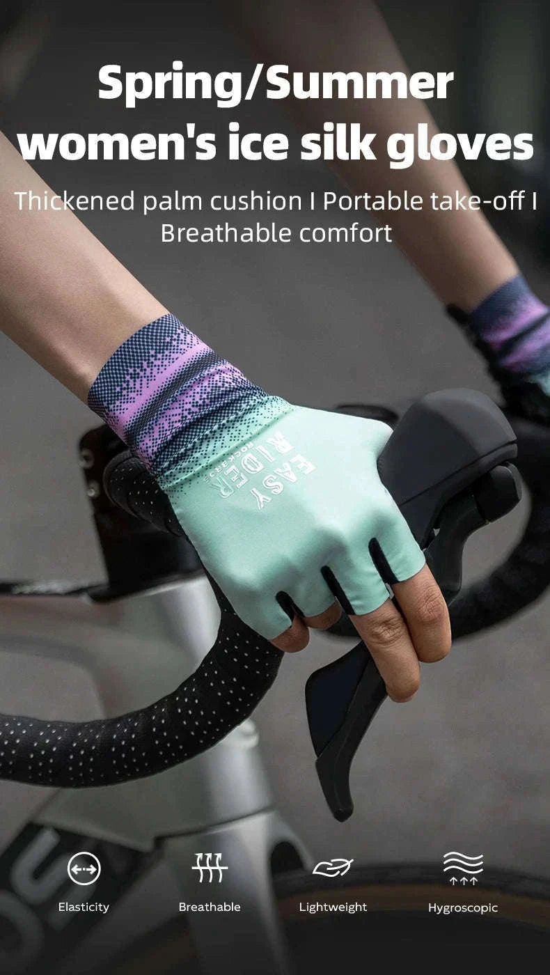Half Finger Cycling Gloves for Women Shock Absorbing Breathable-S370-GN / XL