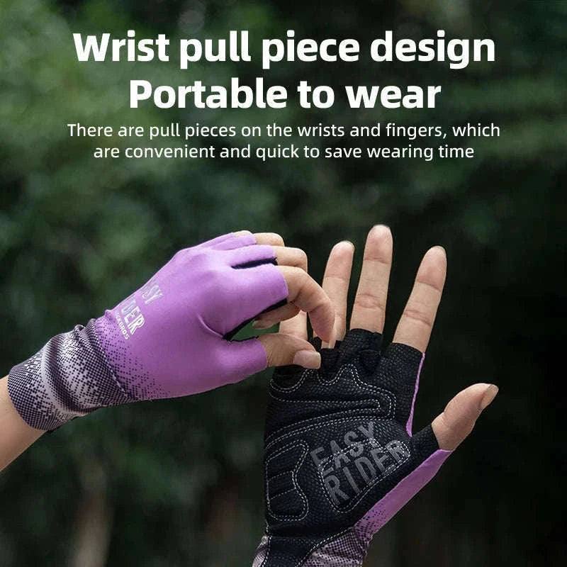 Half Finger Cycling Gloves for Women Shock Absorbing Breathable-S370-GN / XL