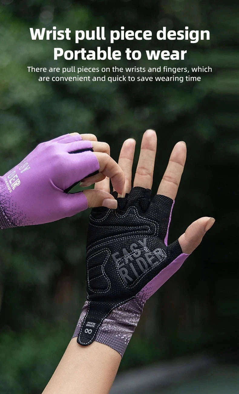 Half Finger Cycling Gloves for Women Shock Absorbing Breathable-S370-GN / XL