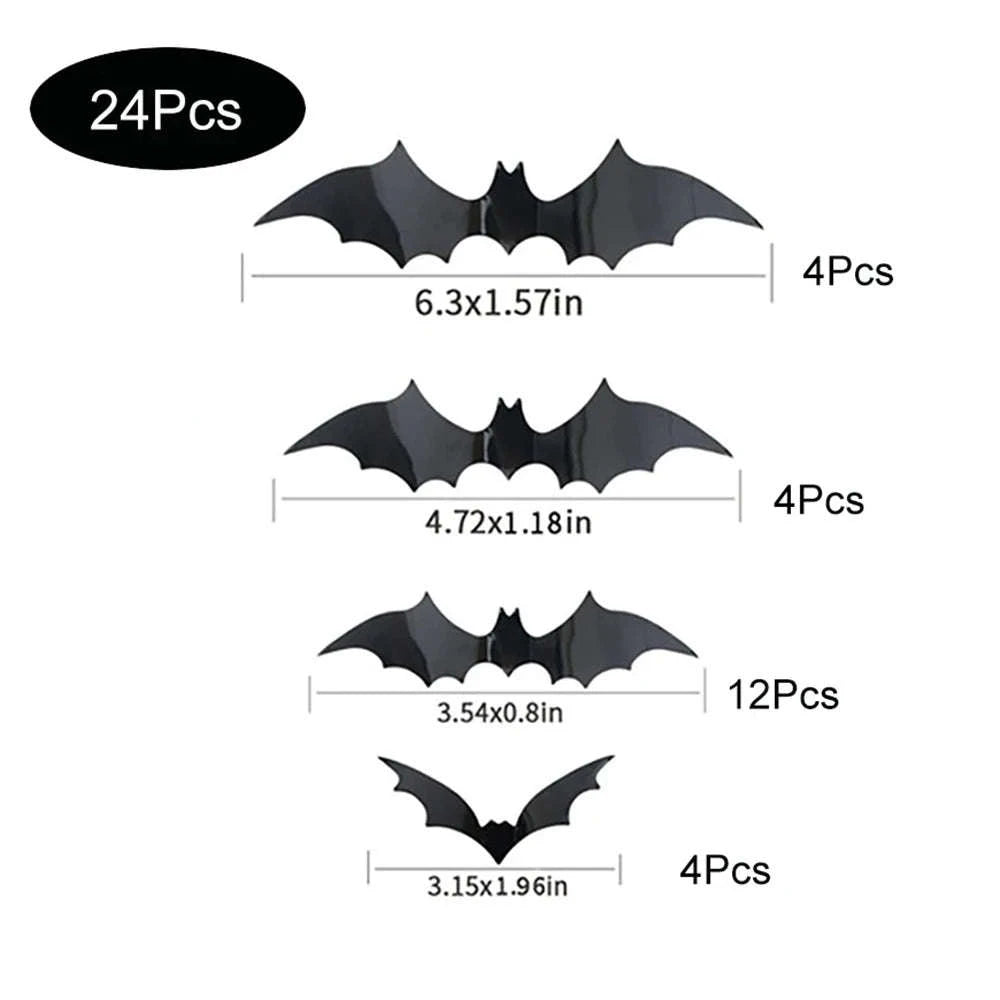 Halloween Bats Decorations – 3D PVC Bat Wall Stickers-48pcs Black Bat
