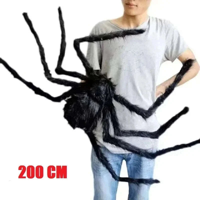 Halloween Giant Plush Black Spider Prop with Red Eyes-150 cm