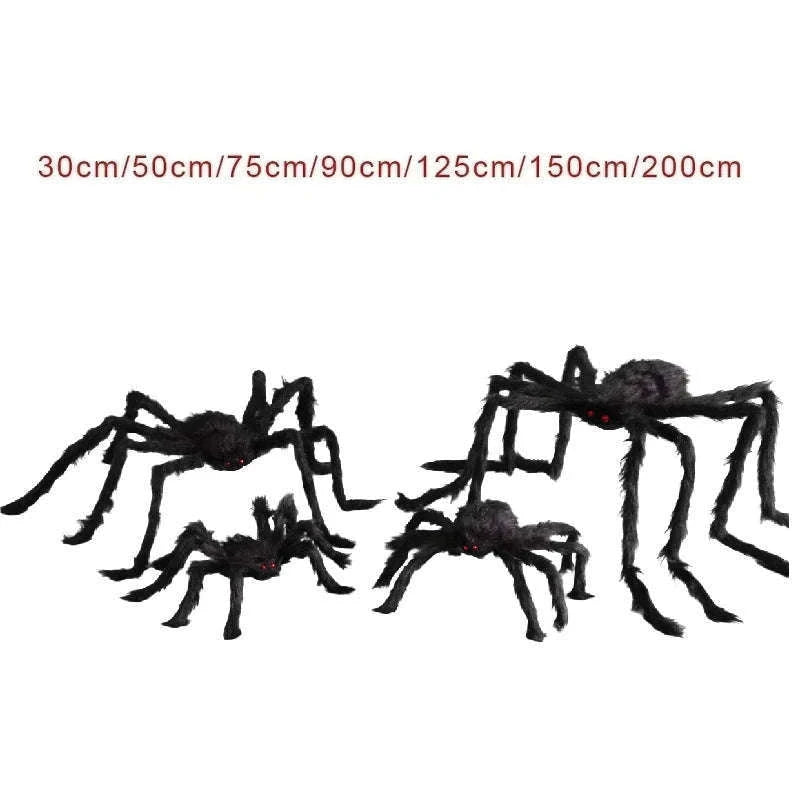 Halloween Giant Plush Black Spider Prop with Red Eyes-150 cm