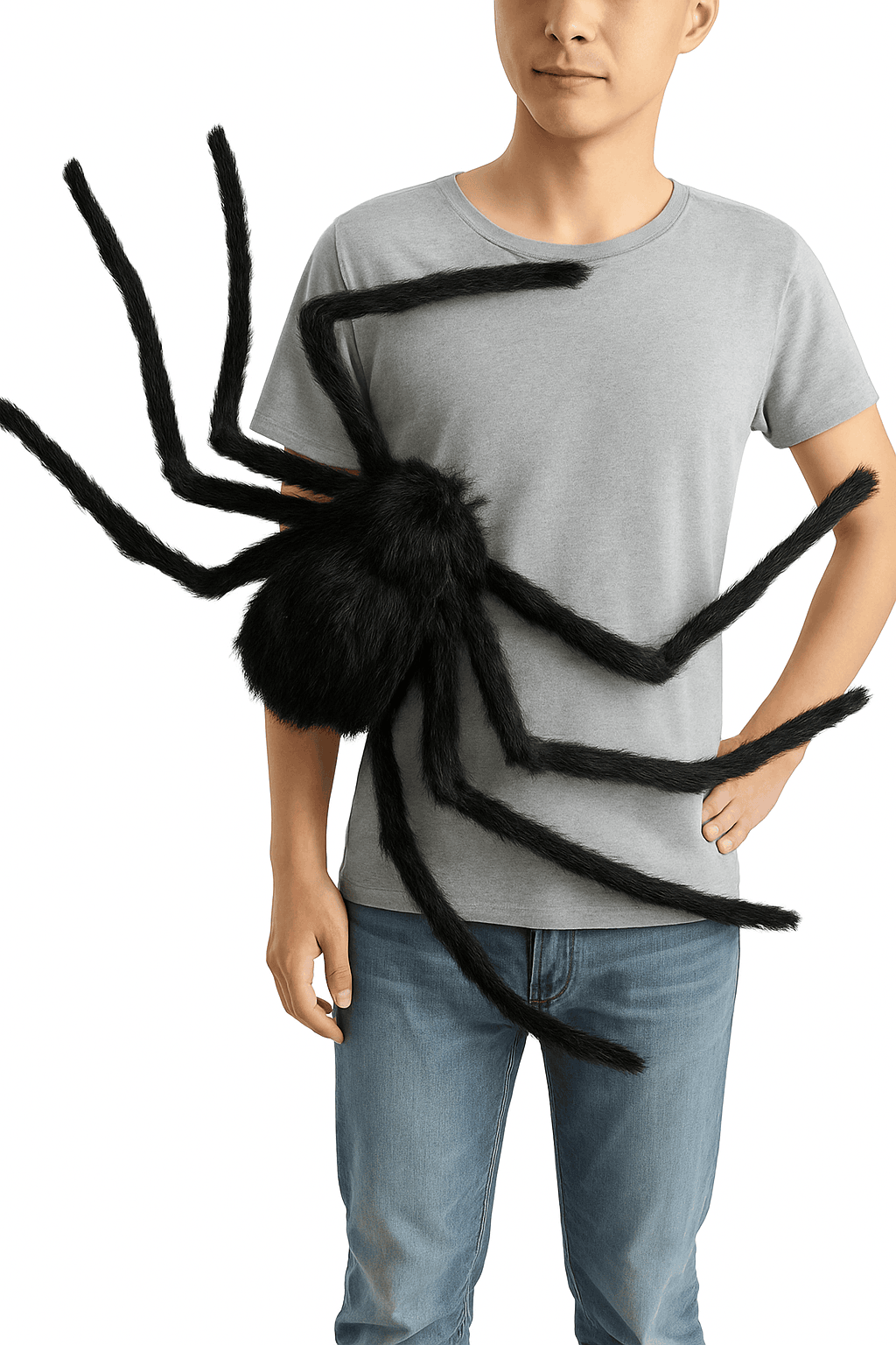 Halloween Giant Plush Black Spider Prop with Red Eyes-150 cm