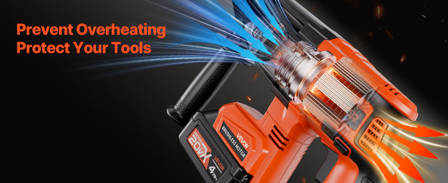 Cordless 20V SDS-Plus Rotary Hammer Drill 26mm with 4Ah Battery Kit