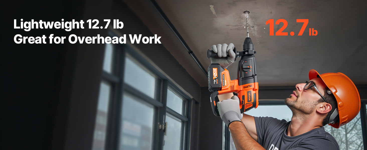Cordless 20V SDS-Plus Rotary Hammer Drill 26mm with 4Ah Battery Kit