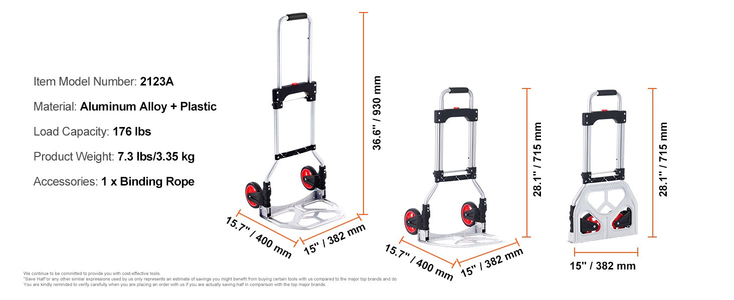 Πτυσσόμενο Καρότσι Μεταφοράς Χειρός 176 lbs Αλουμινένιο Καρότσι Αναρρίχησης Σκαλοπατιών
