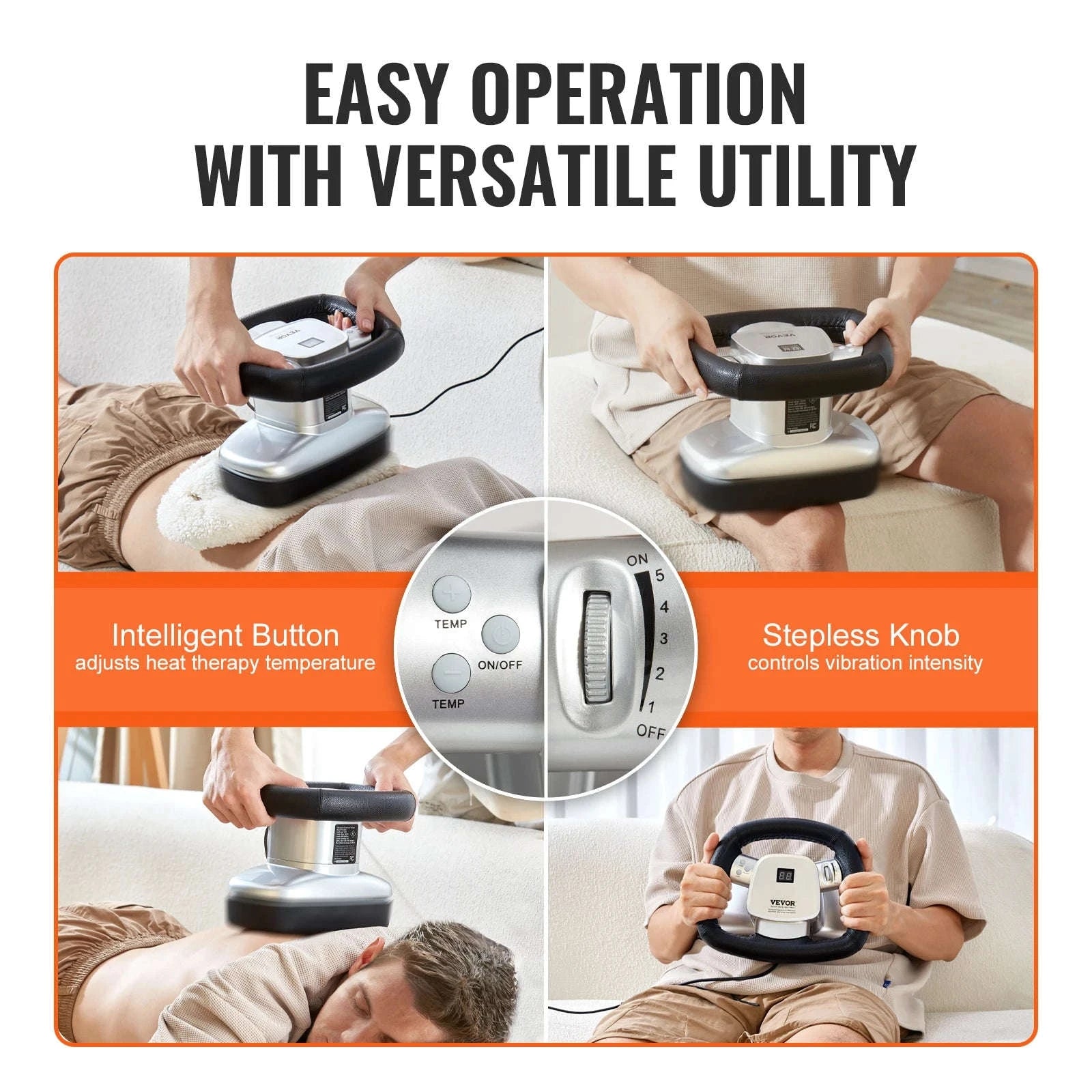 Handheld Body Massager with Variable Speed and Heat Therapy-110V / United States