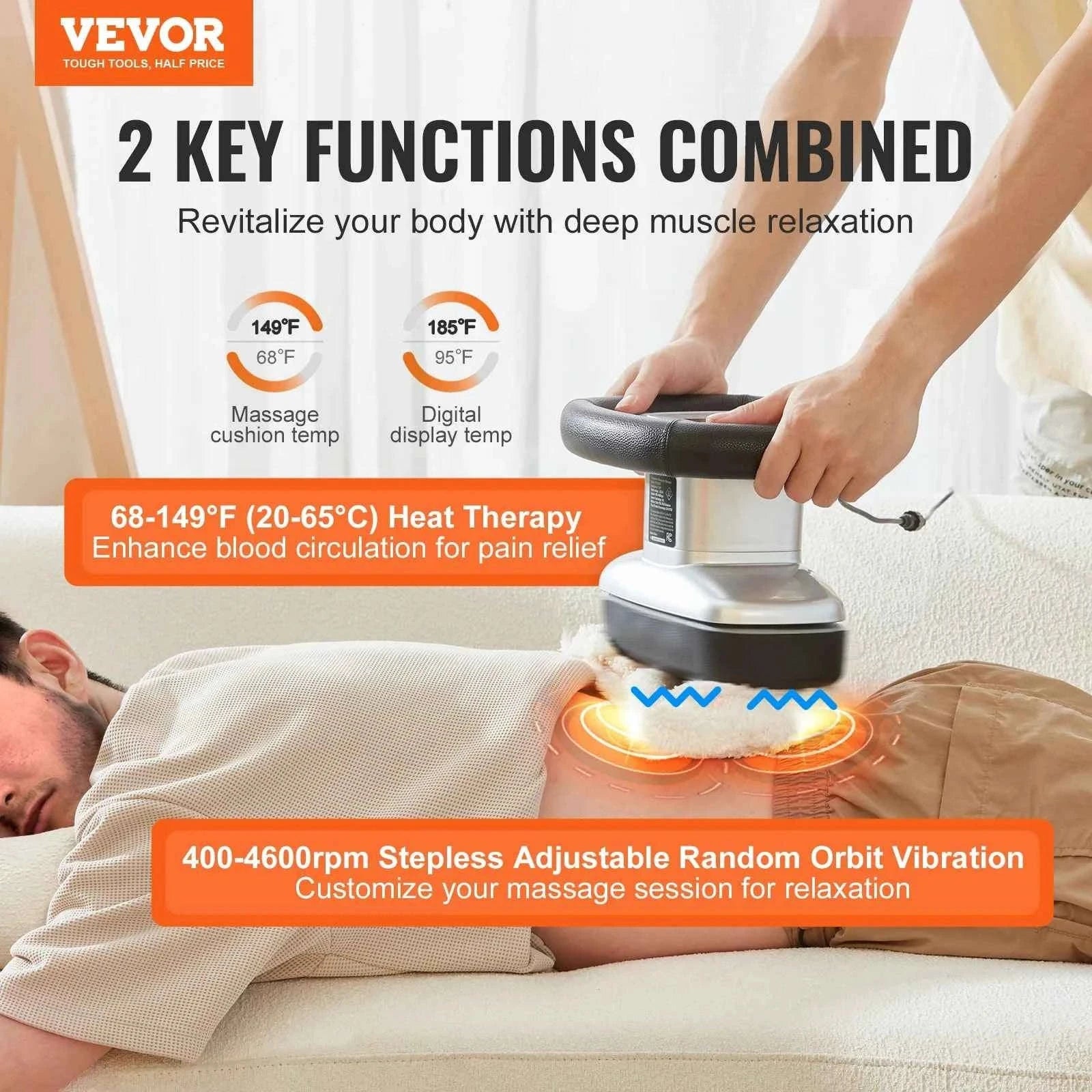 Handheld Body Massager with Variable Speed and Heat Therapy-110V / United States