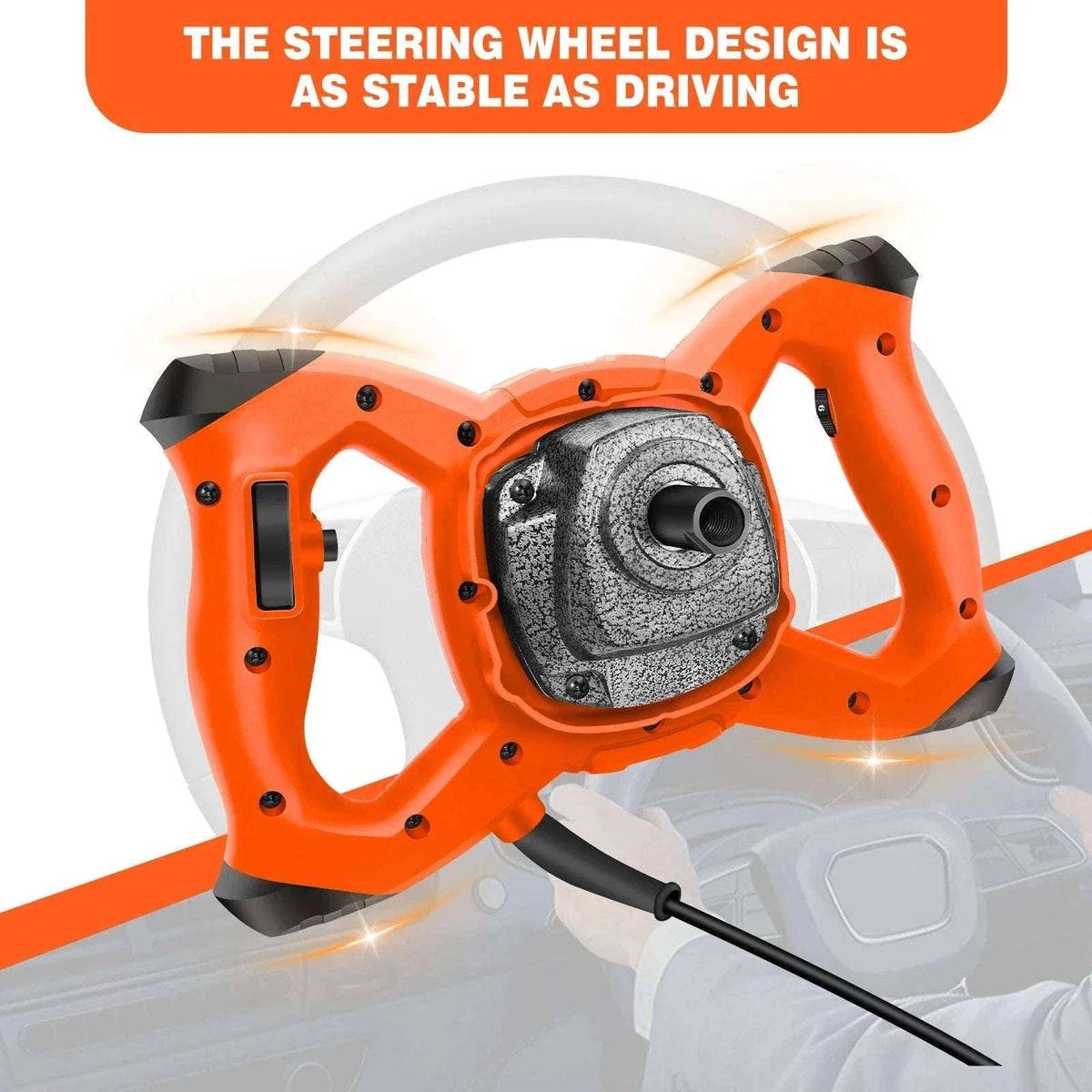 Handheld Paint Concrete Mixer with Adjustable 6-Speed Control-Orange / UNITED KINGDOM