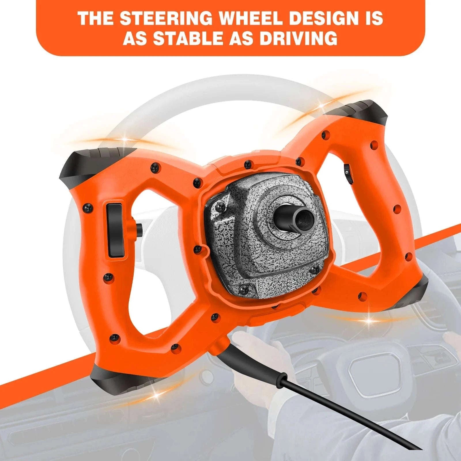 Handheld Paint Concrete Mixer with Adjustable 6-Speed Control-Orange / UNITED KINGDOM