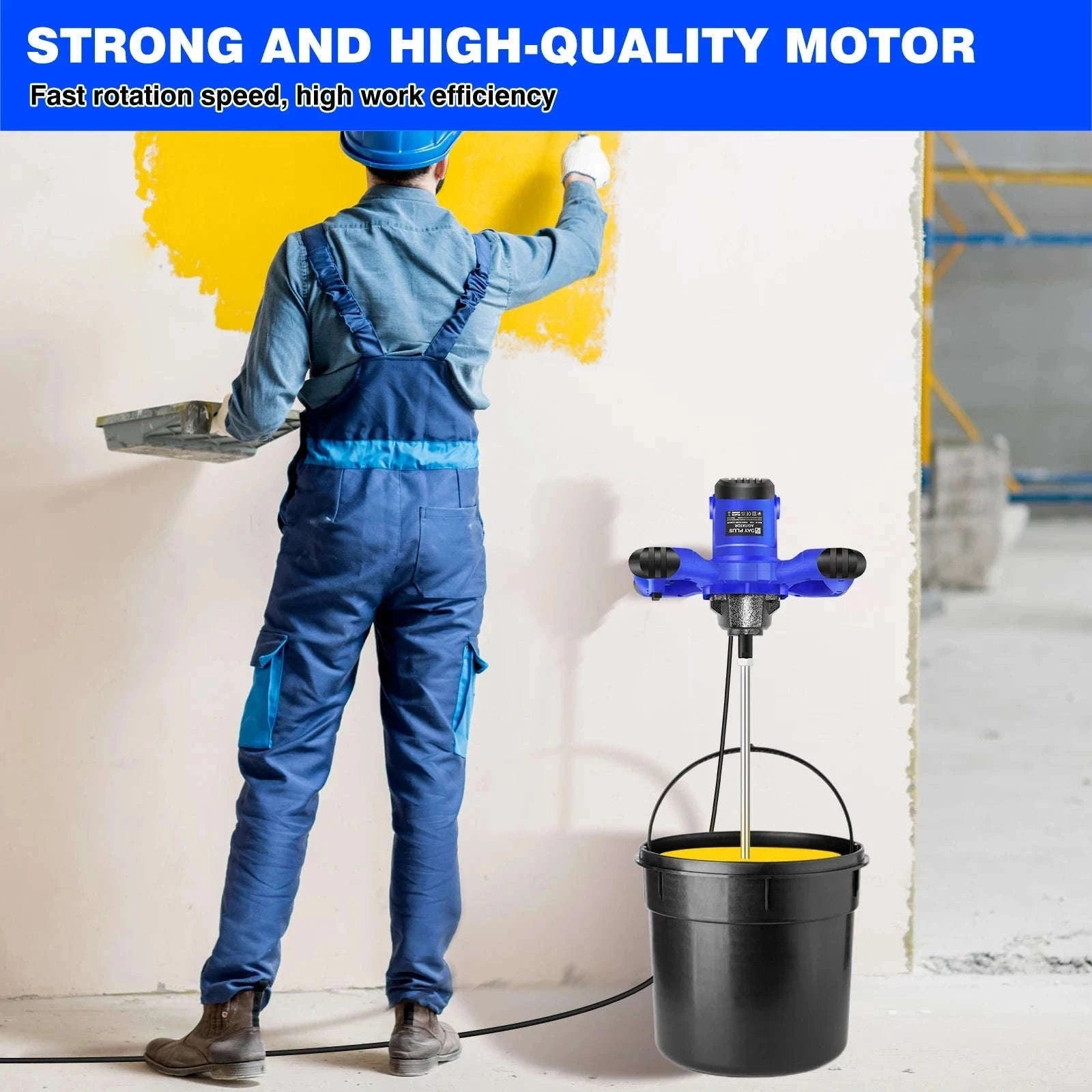 Handheld Paint Concrete Mixer with Adjustable 6-Speed Control-Orange / UNITED KINGDOM